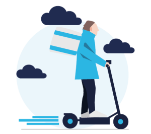 livreur sur une trottinette électrique 